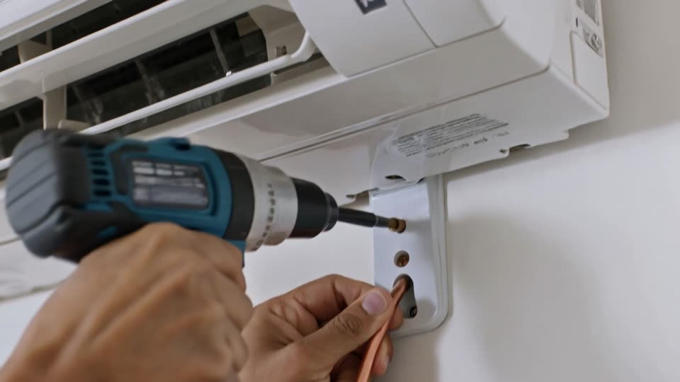 Aircon Installers Johannesburg - an installer fitting the indoor unit of a split system